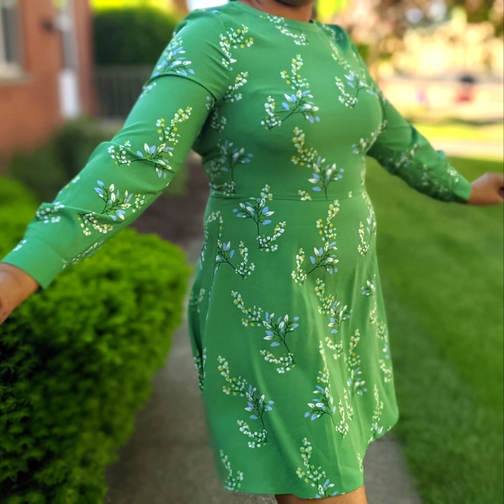Green floral dress